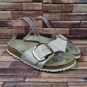 Birkenstock Madrid Big Buckle Leather Light Rose Slide Sandals Womens Size 9